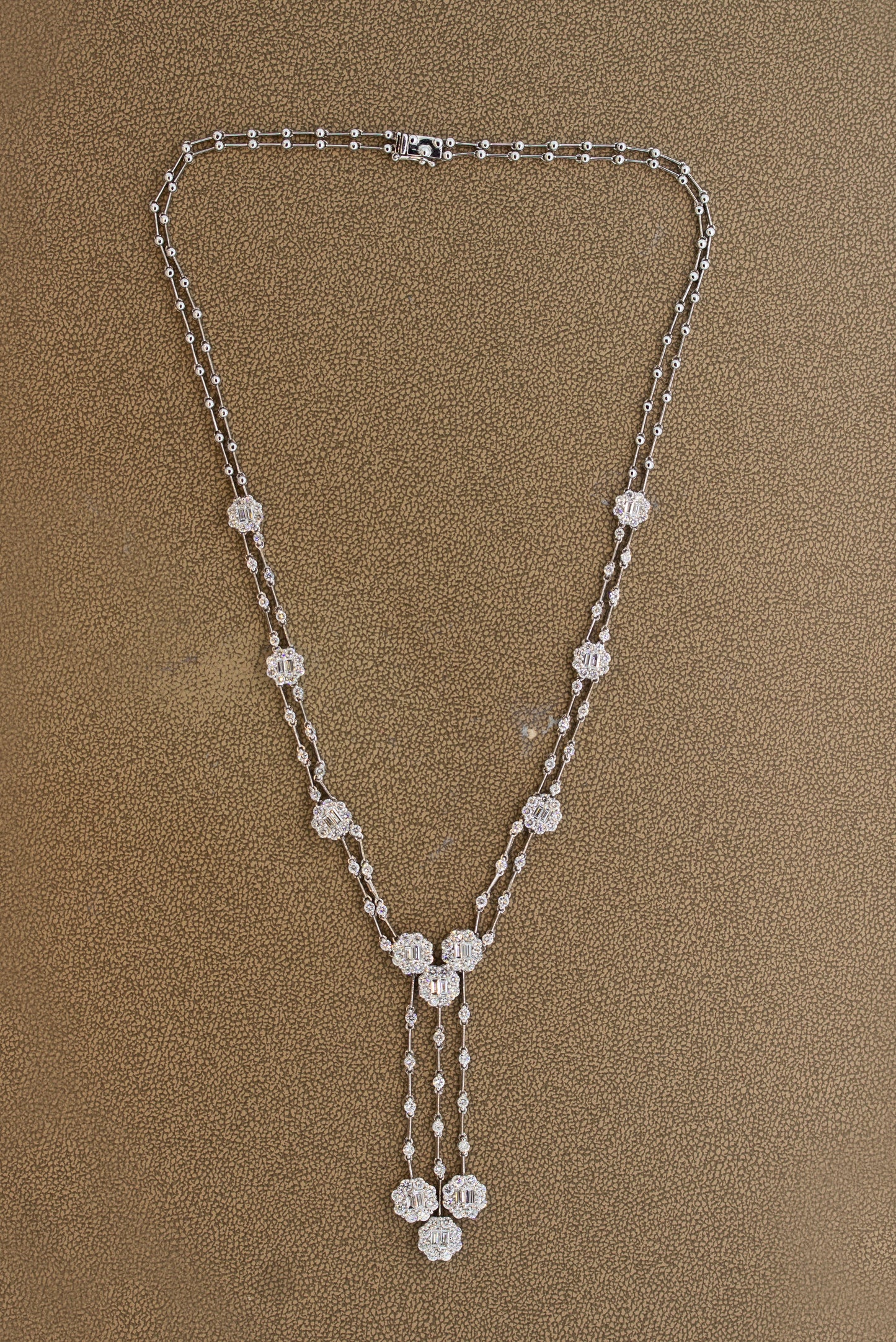 Diamond Drop Gold Double-Strand Necklace
