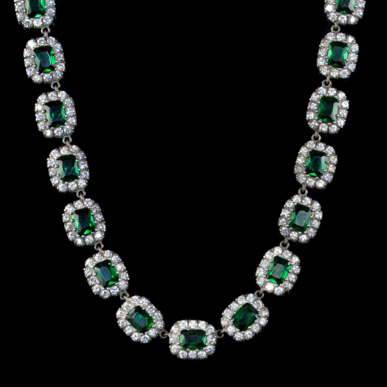 Antique Victorian Green Paste Riviere Necklace Silver Circa 1900