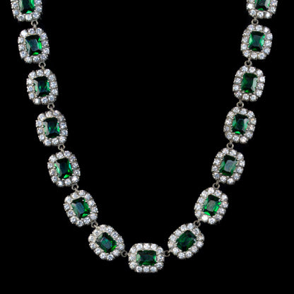 Antique Victorian Green Paste Riviere Necklace Silver Circa 1900