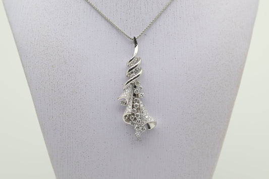 Diamond Cascade Gold Swirl Pendant