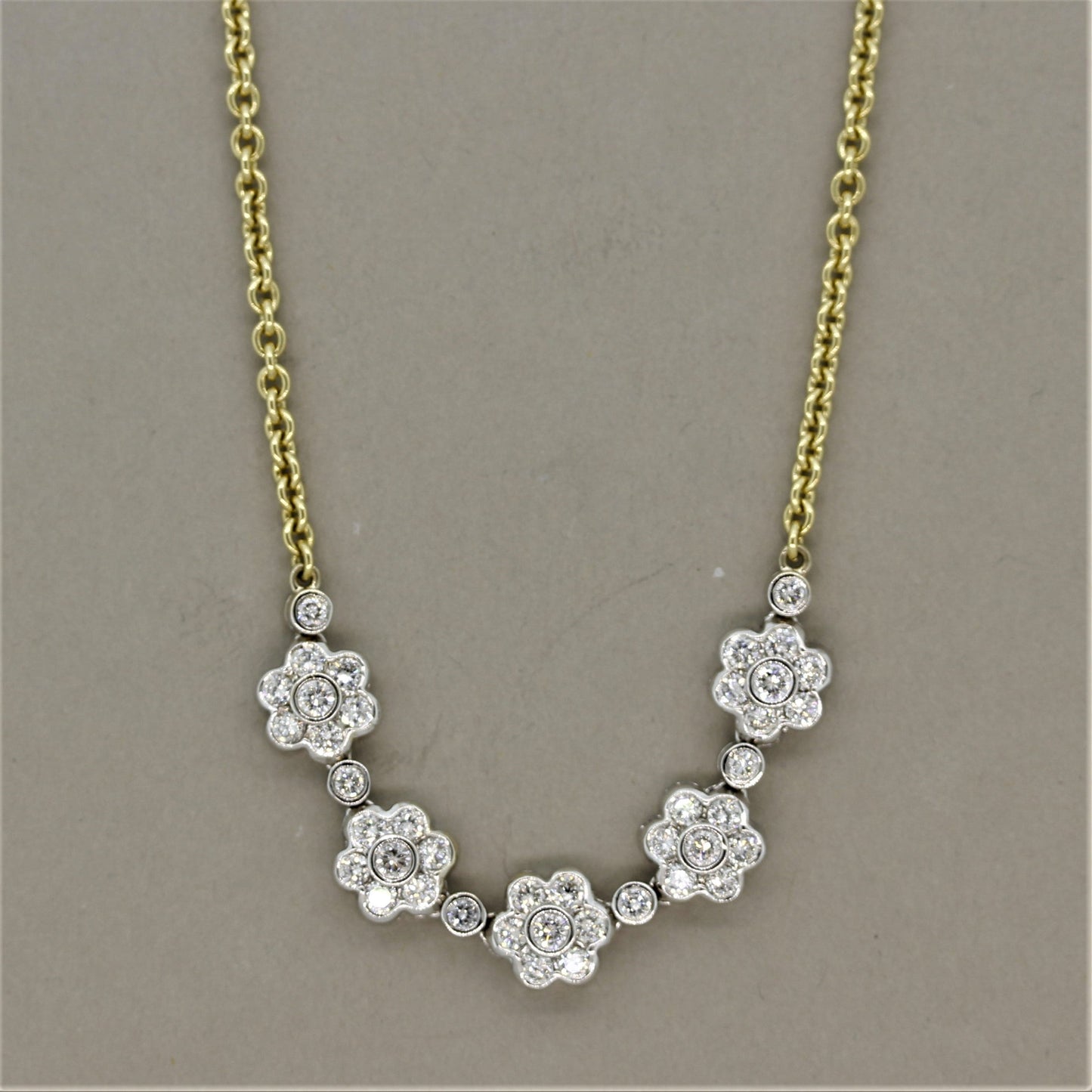 Diamond Gold Flower Necklace