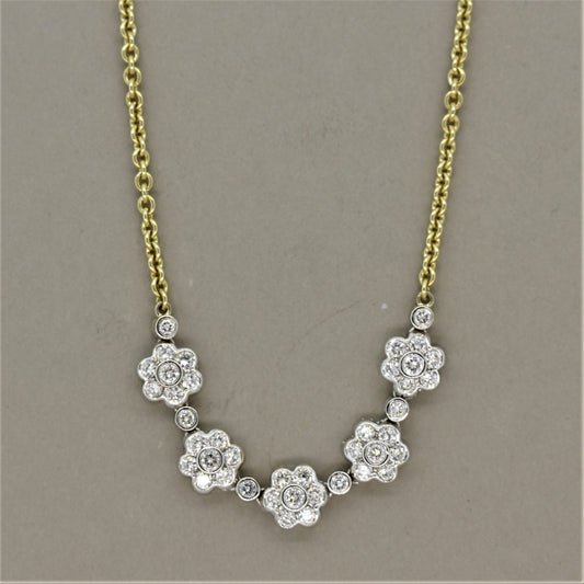 Diamond Gold Flower Necklace