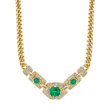Emerald Diamond Gold Necklace