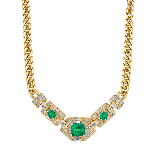 Emerald Diamond Gold Necklace