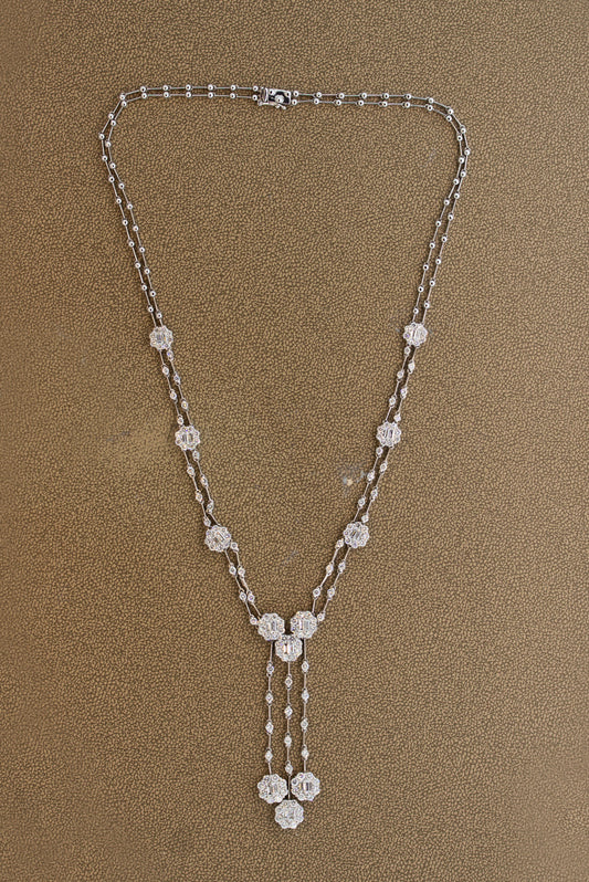 Diamond Drop Gold Double-Strand Necklace