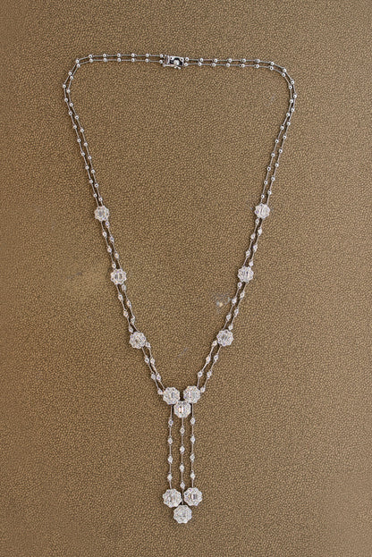 Diamond Drop Gold Double-Strand Necklace