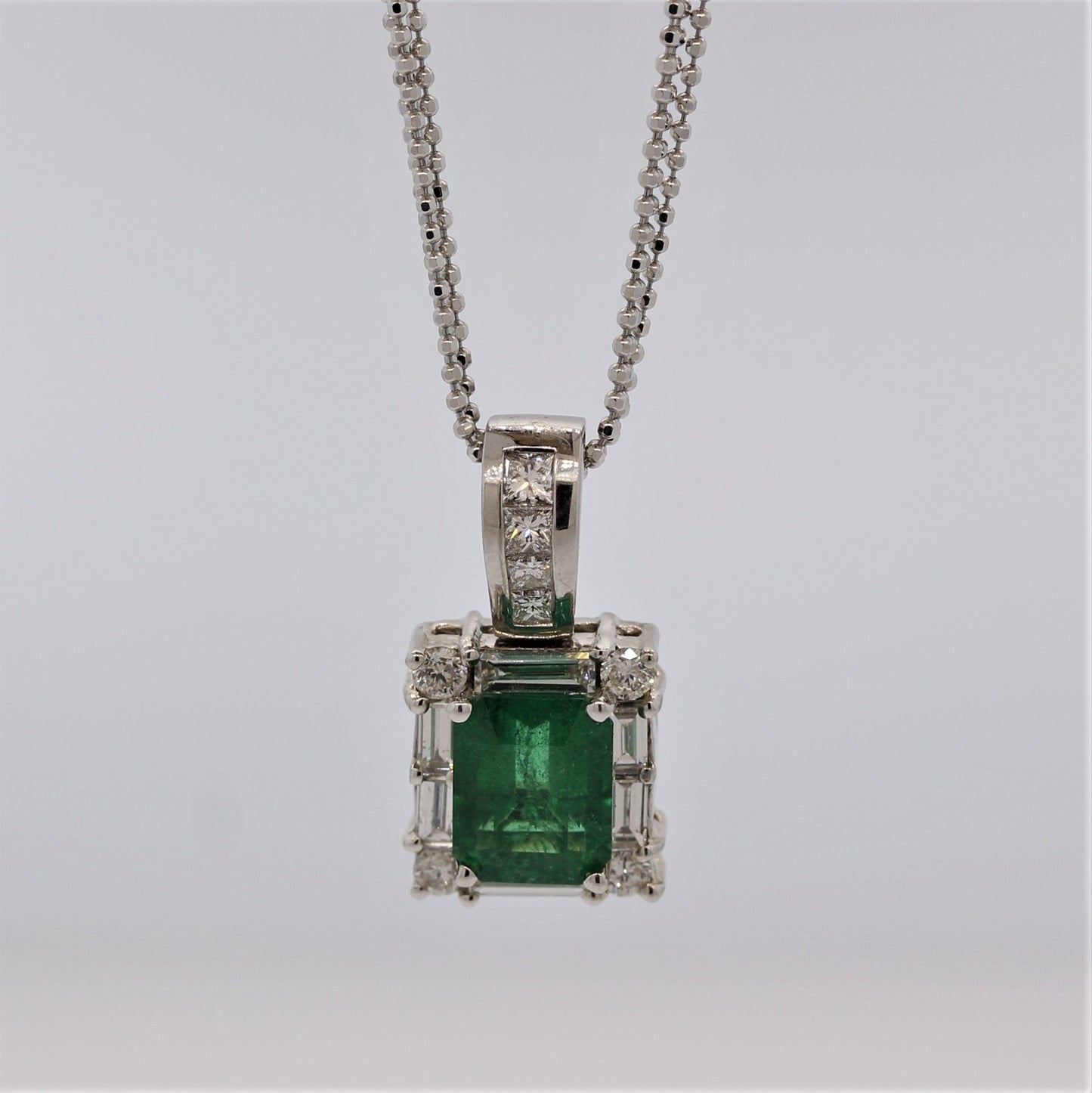 Emerald Diamond Gold Frame Pendant