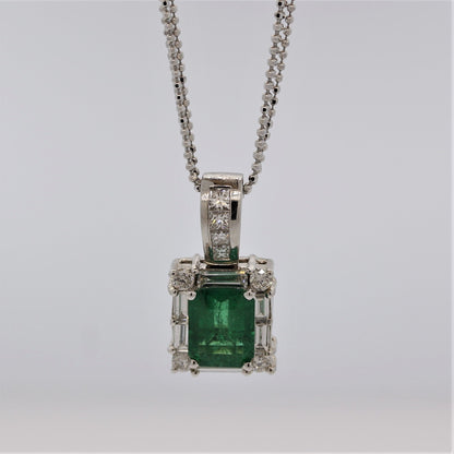 Emerald Diamond Gold Frame Pendant