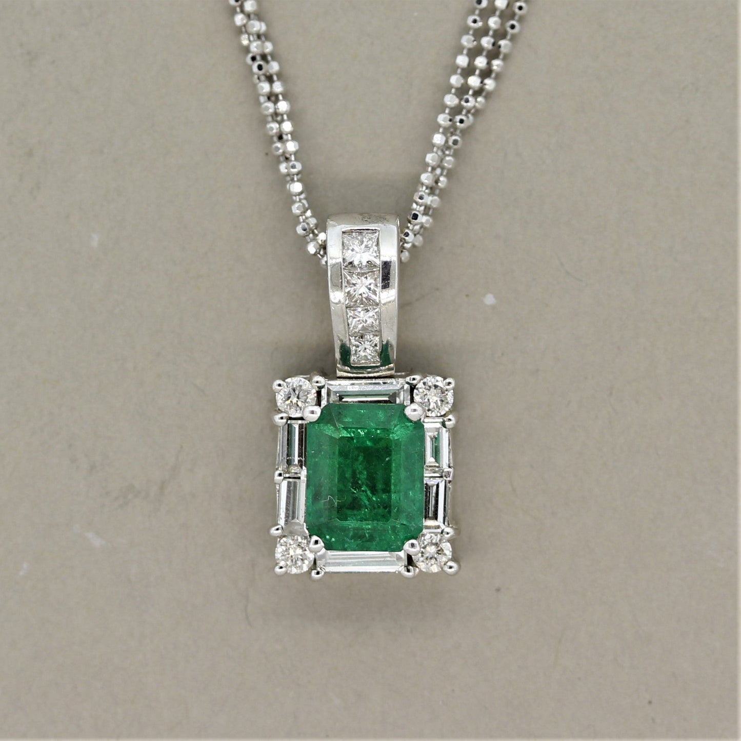 Emerald Diamond Gold Frame Pendant